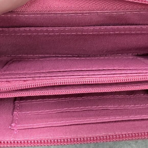 Rosetti Womens Wallet 7.25"x4" Solid Pink Faux Leather Zip-Around Compartments - Picture 5 of 10